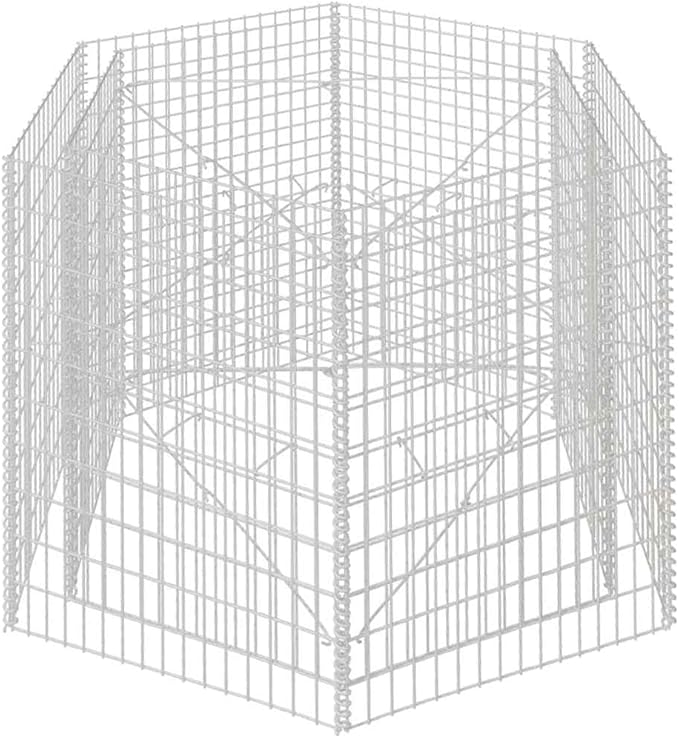 YAFF Hexagonal Gabion Raised Bed 63x55.1x39.4 - Galvanized Steel Garden Bed for Outdoor Landscaping and Decoration
