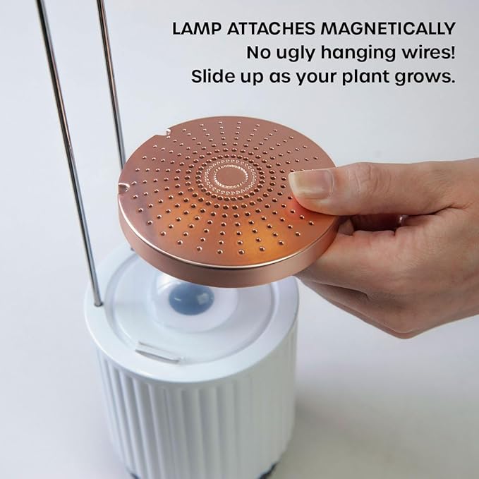Mini Smart Planter Kit with Petunia Plant Pods by Click&ampGrow Hydrovase Indoor Garden Self-Watering Pot with Grow Light (White)
