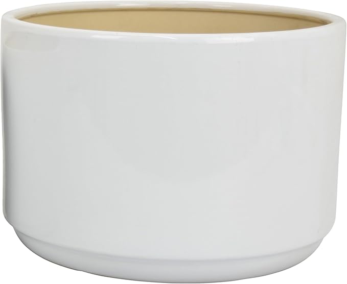 Accent Planter Set of 2 Wide Base White Ceramic