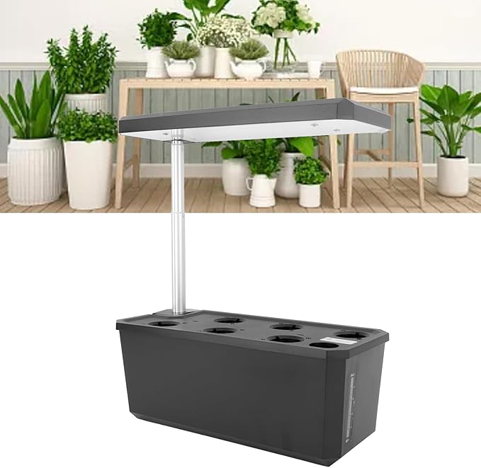 LED Hydroponic Planting System with Intelligent Control Easy to Use for Indoor Planting Solution (Black)