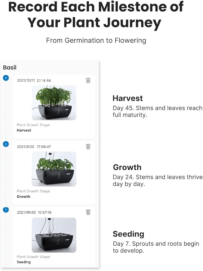 iDOO Hydroponics Growing System Kit 12Pods WiFi Christmas Gifts for Women Mom Indoor Herb Garden with LED Grow Light for Home Built-in Fan AutoTimer 6.5L Large Tank Plant Germination Kit Black
