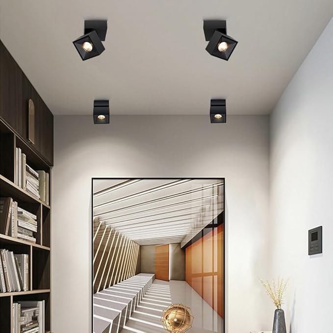 Led Spotlight Adjustable Ceiling Spot Light Art DIY Spotlights Gallery Picture Lighting Artwork Display Spots Lights Square Wall Swivel Lamps for Living Room Hallway