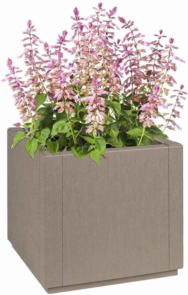 Garden Planter Gray 36x36x35 cm Polypropylene Outdoor Indoor Fade Resistant Textured Finish Raised Garden Bed for Plants