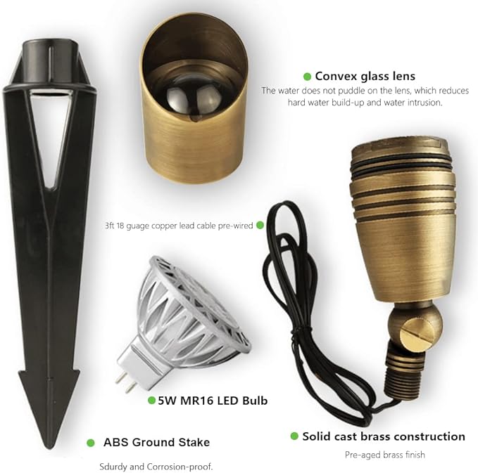 Brass Surface Mounting Plate Bundle with LED Brass Spotlight Fixture 12V