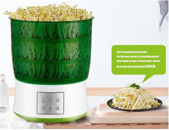 2 Layers Automatic Sprouts Growing Kit Intelligent Automatic Bean Sprouts Maker Healthy Material for SoybeanMung Bean Soybean Mung Bean Red