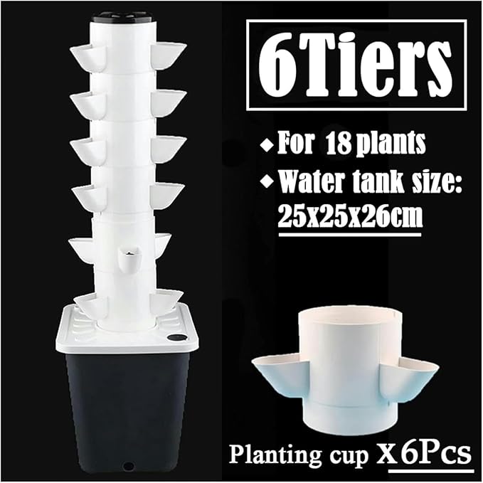 Hydroponics Growing System DIY Balcony Hydroponic Growing System Detachable Pp Colonization Cups Home Garden Farm Greenhouse Vertical Tower Planters Hydroponic Tower (Color : White Size