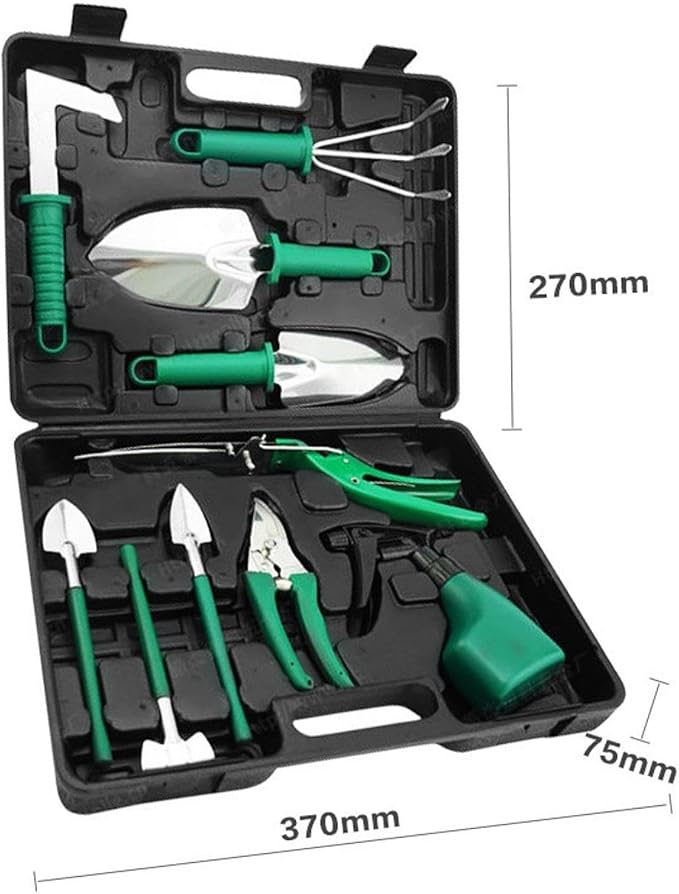 10PCS Gardening Tools Set Heavy Duty Stainless Steel Garden Hand Tools with Ergonomic Handles &amp Portable Storage Case Shovels Pruners Rake for Lawn Yard Agricultural Planting &amp Weeding