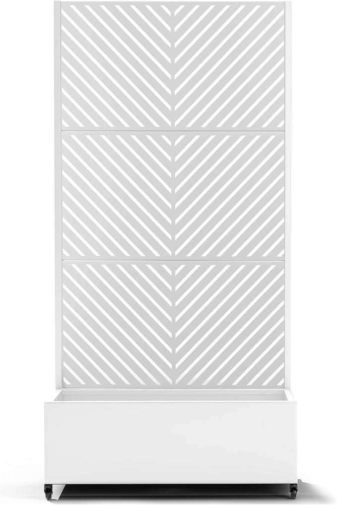Raised Garden Bed with Trellis and Wheels73x35x16 Metal Raised Garden BedWhite Parallel Metal Planter with Climbing Trellis for Vines &amp Vegetables