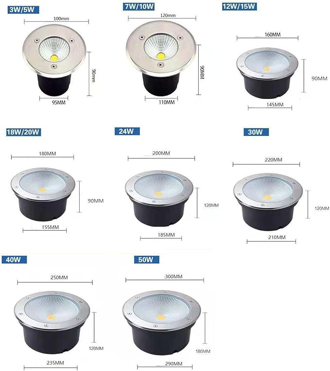LED Underground Lights - AC 85-265V Ground LED Landscape Lights LED Beam Spotlight IP65 Embedded Outdoor Waterproof Courtyard Cob Buried Spotlights Path Lights(Warm Light30W)