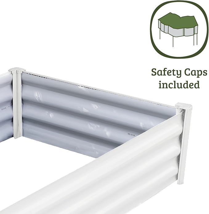 ABSCO The Organic Garden Co. Premium Galvanized DIY 4' x 3' Rectangle Garden Bed with Easy Assembly Superior Drainage Surfmist White Steel Metal Planter Box 12 Walls for All Plants
