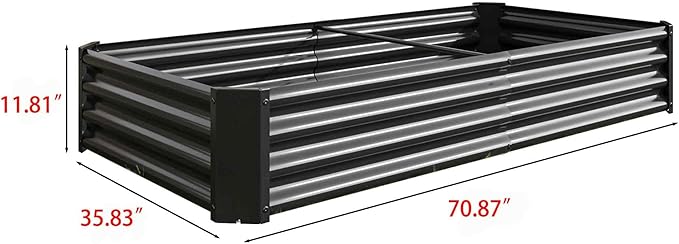Raised Garden Beds Outdoor Rectangle Galvanized Metal Planter Box with Kit Above Ground Garden Bed for Vegetables Herbs Flowers and Plants (Black 6×3×1)