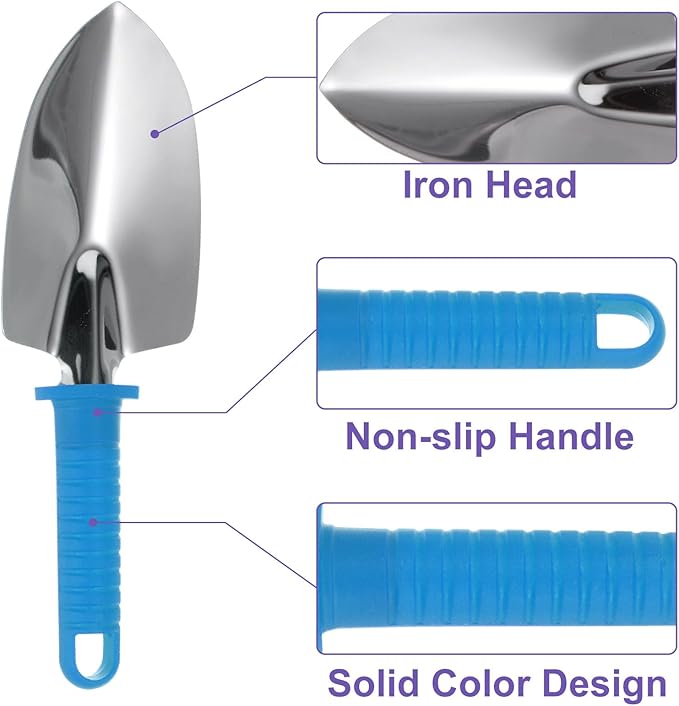 HARFINGTON 1 Set Garden Tool Set 10 Pieces Plastic Gardening Planting Tools Kits with Shovels Rake Scissor Trimmer Water Sprayer and Store Case Blue