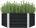 Anthracite Raised Galvanized Steel Garden Bed - 50.8x50.8x17.7 Outdoor Metal Planter Box for Large Gardening Plants &amp Flowers