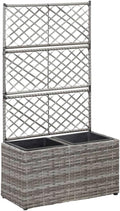 vidaXL - Outdoor Poly Rattan Trellis Raised Bed in Gray with 2 Removable Pots - Stylish and Durable for Supporting Climbing Plants