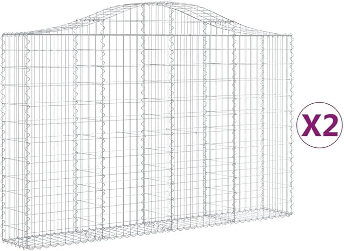 Galvanized Gabion Basket Set of 2 Silver Metal Raised Garden Bed 78.7 x 78.7 x 55.1 in Outdoor Planter for Stone Fence Patio Terrace