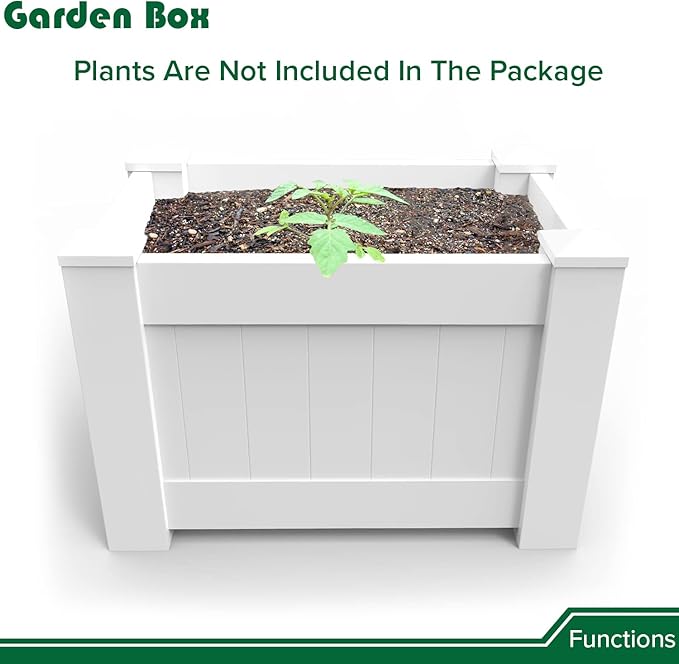 31 X 20 X 20 Raised Garden Box Above Ground Planter for Growing Vegetables Flowers Herbs DIY Gardening White Vinyl Garden Bed 5Packs