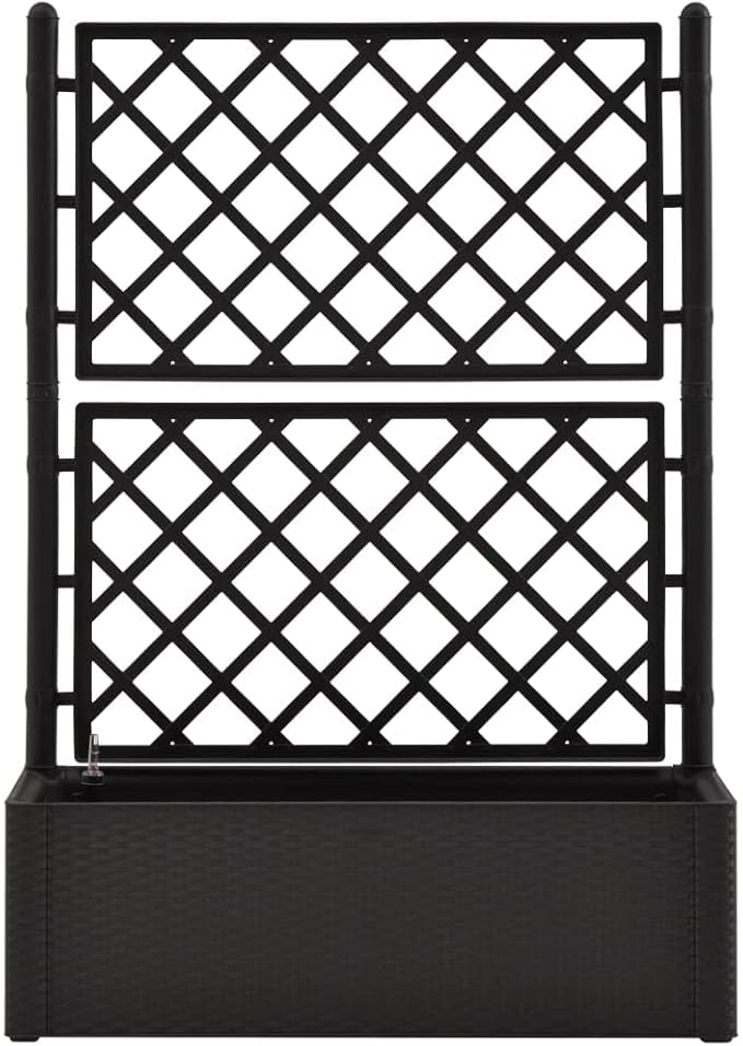 Garden Raised Bed with Trellis and Self Watering System AnthraciteRaised Garden BedRaised Planter Stand with Open Shelves for Growing HerbsVegetables and Flowers in Limited Garden Space