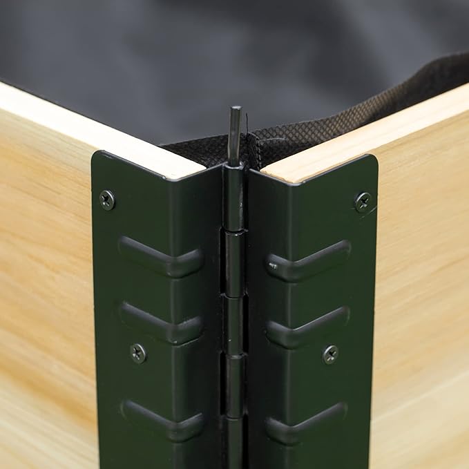 Foldable Raised Garden Bed Wooded Elevated Ground Planter Box with Insert Extended Steel Corners 47 x 31 x 9in for Vegetables Flower Herb