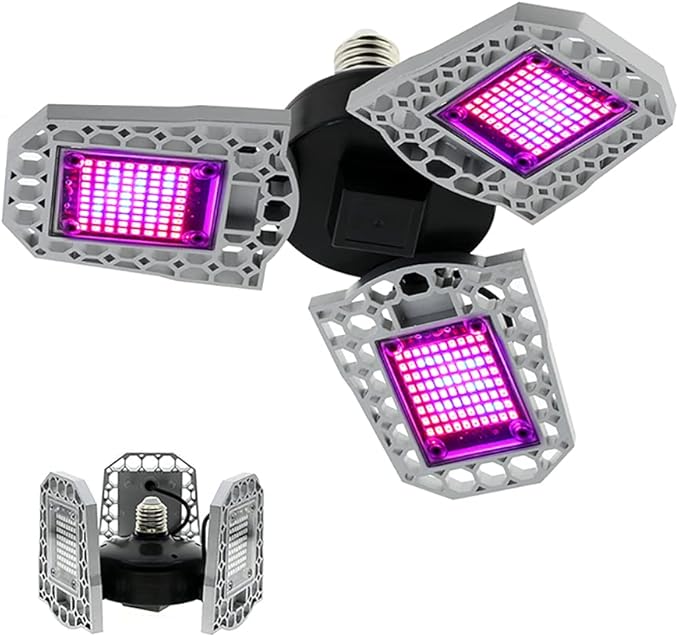 LED Full Spectrum Plant Light Three-Leaf Ceiling Light Fixtures Waterproof Adjustable E27 Base 297leds for Hydroponic Succulents Seedlings Vegetables