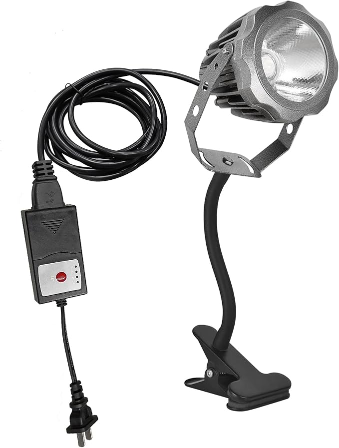 Kiven IP65 Waterproof LED Landscape Up Down Light LED Decorative Spotlight Lamp with Plug-in Cord and Timer for Indoor Outdoor Plants Yard Advertising Board LED Lawn Light - Grey (10W Cool White)
