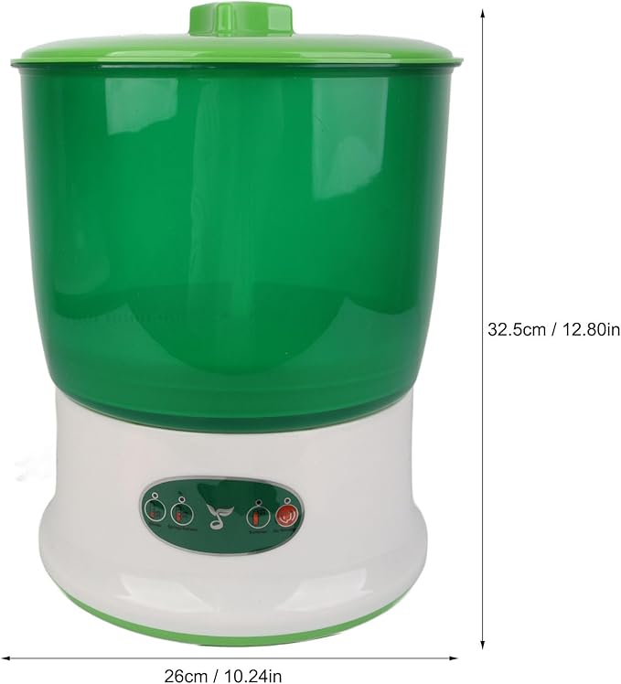 Fydun Soybean Sprout Machine Bean Sprouts Large Capacity Food Grade High Automatic Soy Germination Trays with 360 Degree Sprayer Growing Kit for Home Use 3 Safety Degrees Widely (110V US Plug)