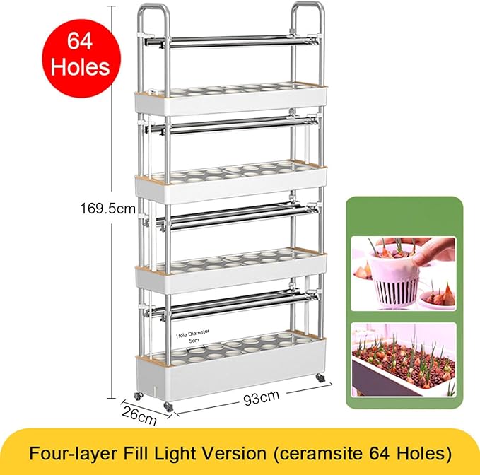 Hydroponics Growing System Hydroponic Tower for Indoor Garden with LED Grow LightSmart Hydroponic Garden with Automatic Water PumpIndoor Garden System for PlantsHerbsVegetables64hole