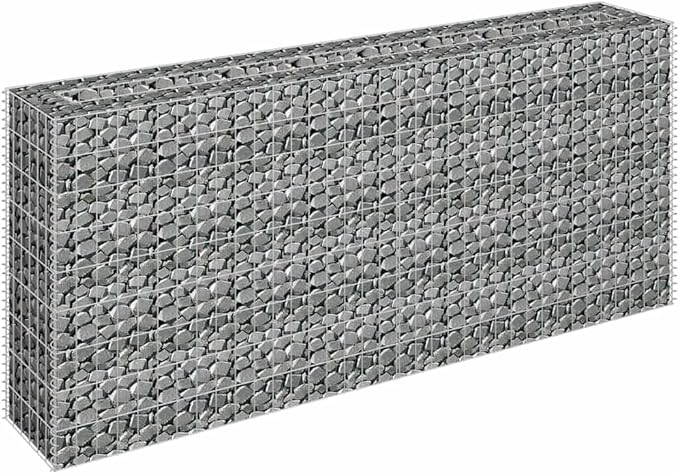 YAFF Large Rectangular Galvanized Steel Gabion Raised Bed for Garden and Terrace - Silver 70.9x70.9x35.4