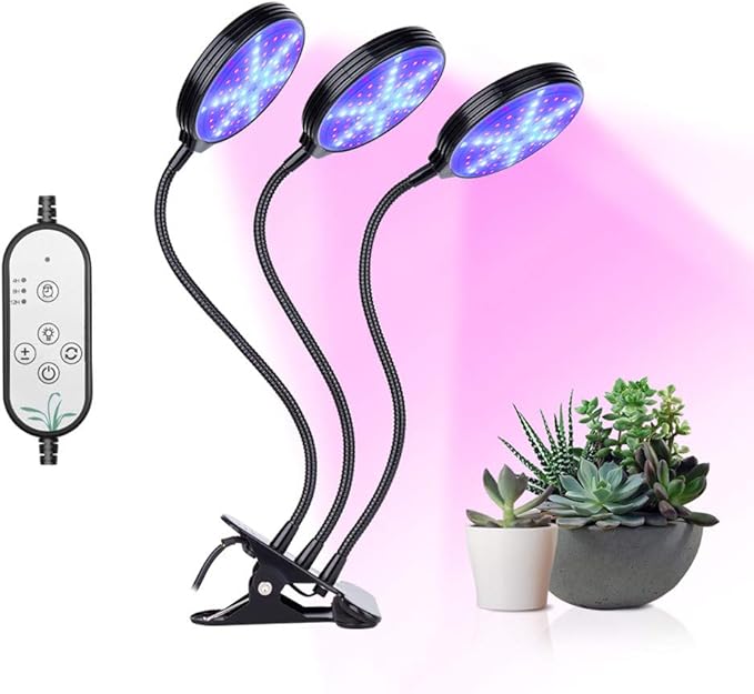 45W LED Plant Grow Light Indoor 3-Head 360¡ãFlexible Gooseneck Arm Automatic Timing Function Grow Light 5 Dimmable Levels Spectrum with Desk Clip Plant Light