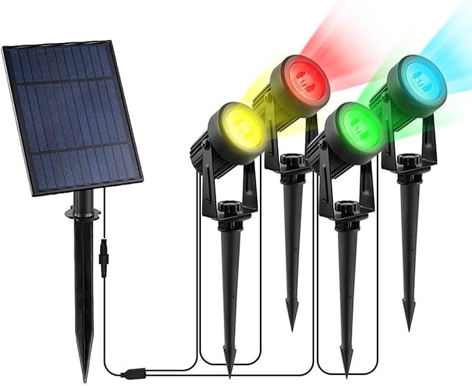 Solar Spot Lights Outdoor Solars Landscape Spotlights IP65 Waterproof 9.8ft CableAuto On/Off Outdoor Wall Lights for Garden Yard Driveway Porch Walkway Pool(RGB)