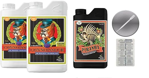 Advanced Nutrients Connoisseur Grow A and B 4 Liter &amp Piranha 1 Liter Bundle with Conversion Chart and 3mL Pipette