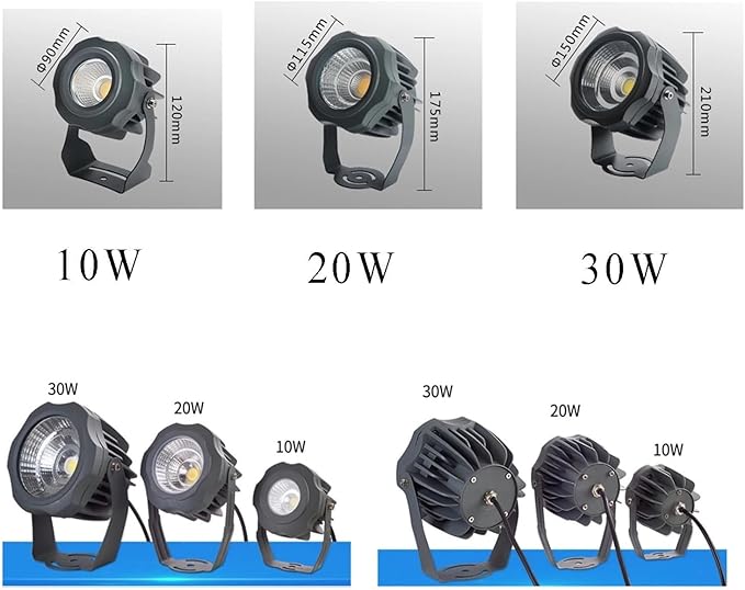 Tree Spotlights - IP65 LED Waterproof Spotlight Low Voltage DC12/24V Courtyard Lawn Landscape Lights Outdoor Rotation COB Floodlight for Plazas Parks and Villas(Warm White30W-DC12V)