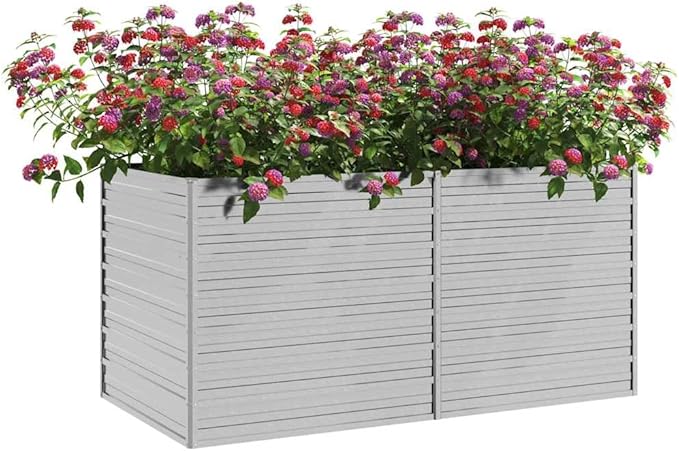 Garden Raised Bed Silver Galvanized Steel 63x31.5x30.3 inch Rectangular Planter for Outdoor Plants Durable Metal for Vegetables and Herbs