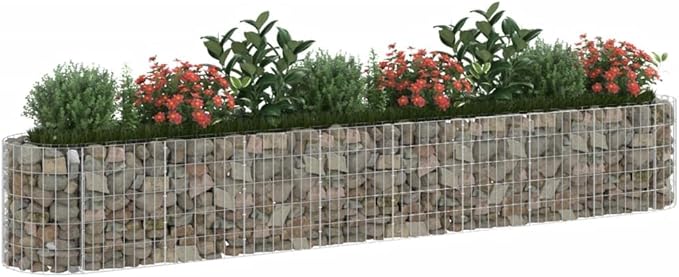 Gabion Raised Bed Galvanized Iron Gabion Cages Basket Garden Outdoor Flower Box Planter Plant Above Ground Garden Boxes 129.9x19.7x19.7-172