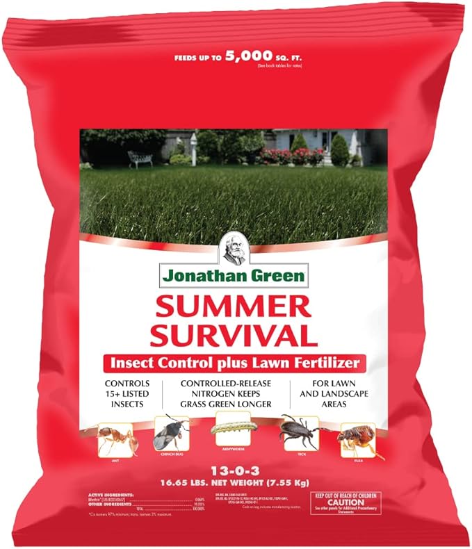 Jonathan Green (12011) Summer Survival Insect Control with Lawn Fertilizer - 13-0-3 Grass Fertilizer (5000 Sq. Ft.)