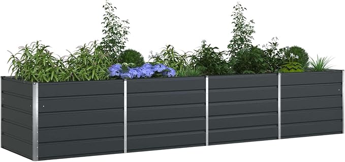 Steel Raised Garden Bed for Gardening Metal Planter Box for Vegetables Fruits Flowers 151.57 x 39.37 x 29.53 in Anthracite-719
