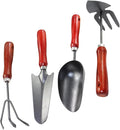 ARTIBETTER Garden Trowel and Small Shovel 4pcs Gardening Tool Set with Extended Narrow Shovel Three-Prong Rake Dual-Purpose Hoe and Rake and Soil Scoop for Planters and Vegetable Gardening