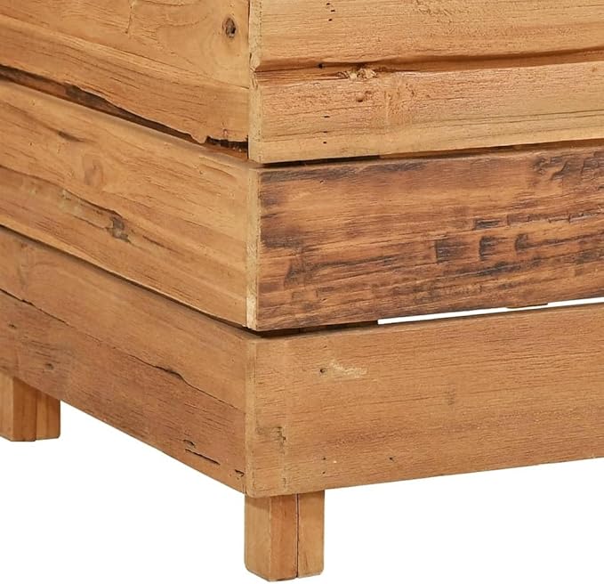 Raised Garden Bed Recycled Teak Wood Steel Box Large Outdoor Planter for Herbs Vegetables &amp Flower Pots Planting in Balcony Garden Patio