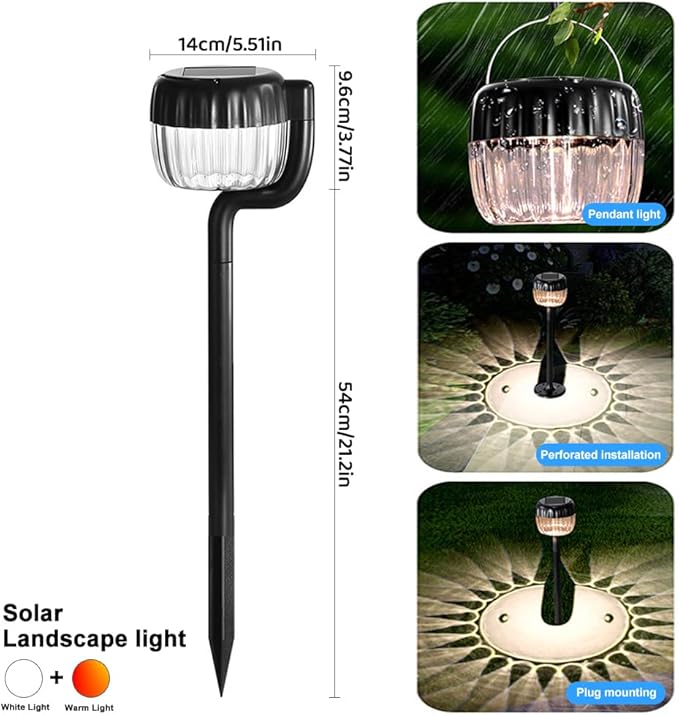 Outdoor Solar Pathway Lights IP64 Waterproof Solar Powered Landscape Spot Light 2 Pack Solar Decoration Garden Lights for YardPorchWalkwayDriveway