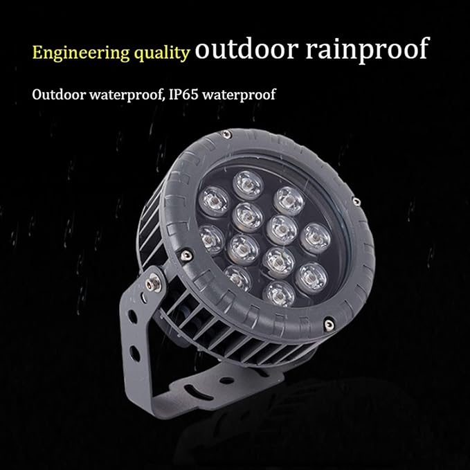 Outdoor Spotlight - 12V/24V LED Landscape Light LED Flood Light IP65 Waterproof Color-Changing Tree Engineering Garden Spotlight for Yard Lawn Garden Pathway Lighting(Yellow12W(DC24V))