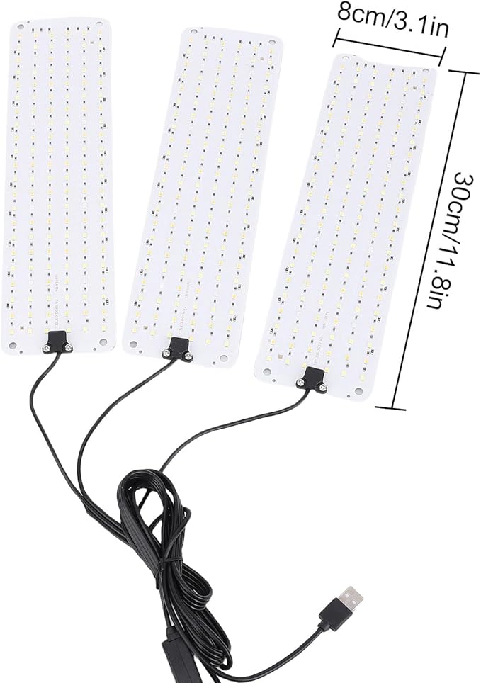 Fockety LED Grow Light for Indoor Plants Full Spectrum Plant Growing Lamp with 24H Timer High PPFD Energy Saving for Orchids Tomatoes Succulents 11.8 x 3.1 Inch Ultra Thin Panel (3 Head)