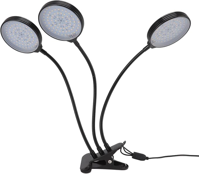 LED Plant Grow Lamp with 3 Adjustable Heads 45W USB Powered Clip On Light - Flexible 360 Degree Bend Waterproof Design Ideal for Indoor Growing Light Grow Plants