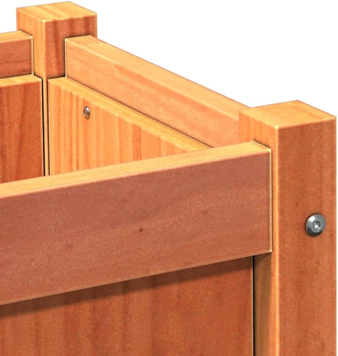 23.6 Rustic Pine Wood Raised Garden Bed Planter Box Wax Brown Rectangular Outdoor Planter for Balcony Patio Flower Vegetable Gardening