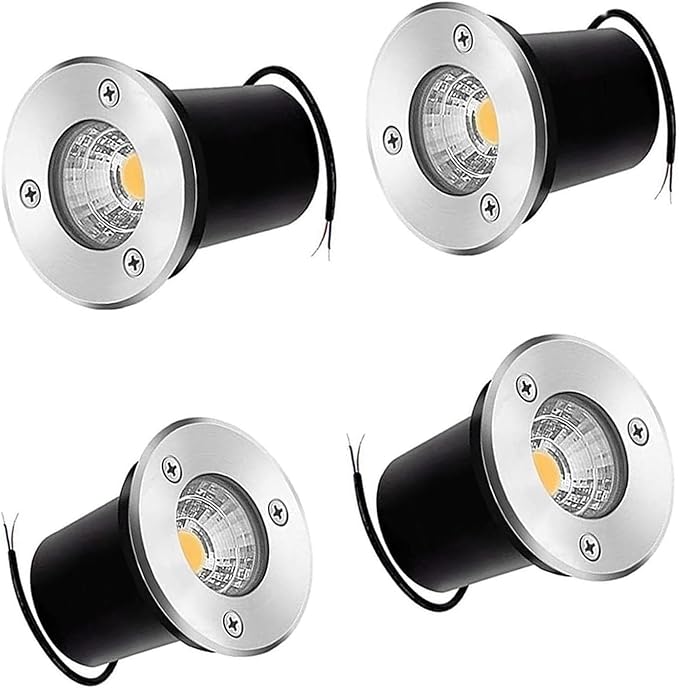 Underground Light LED - LED Beam Spotlight 4PCS 3W 12V Ground LEDs Landscape Spot Lights IP67 Waterproof Low Voltage COB Recessed Outdoor Buried Lamp for PatWarm White