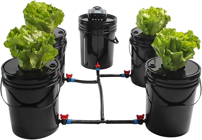 Hydroponic System5Gallon 5 BucketsIndoor Deep Culture Growing Kit Air PumpWater Level Assemblyfor Garden Balcony