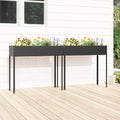 Garden Planter Set of 2 Anthracite Galvanized Steel Large Rectangular Raised Garden Bed for Outdoor Plants 39.6 x 39.6 x 35.4 inches
