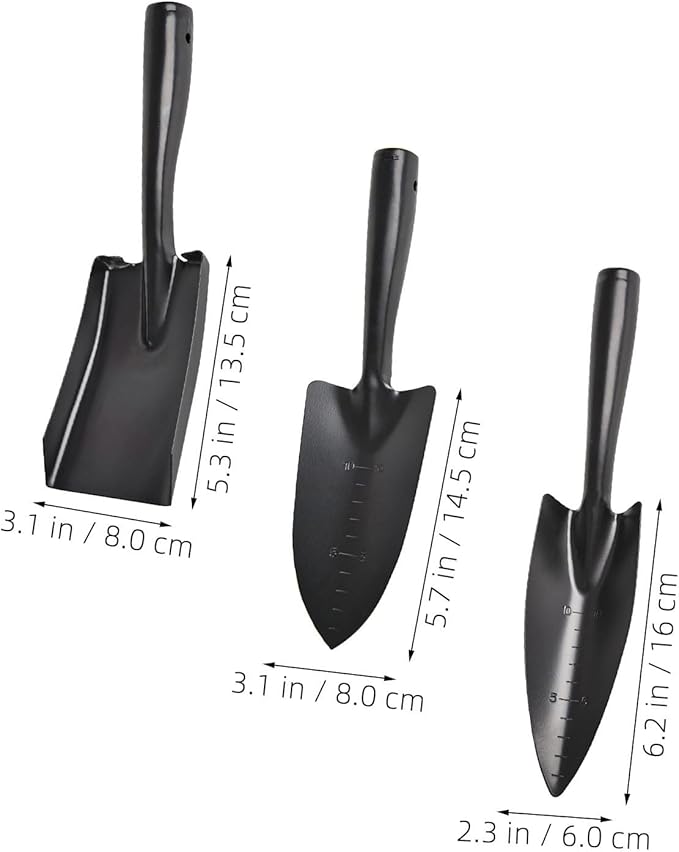 3pcs Garden Tool Shovel for Digging Gardening Trowel with Measuring Scale for Lawn Planting Manganese Steel Anti Slippery