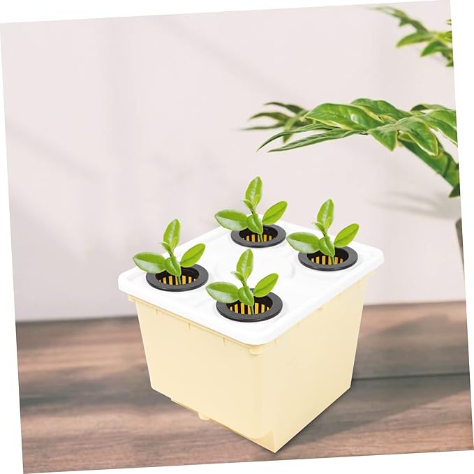 Totority 4holes Hydroponics System Soilless Cultivation Barrel for Vegetables Fruits and Flowers Plastic Planting Basket for Greenhouse Use