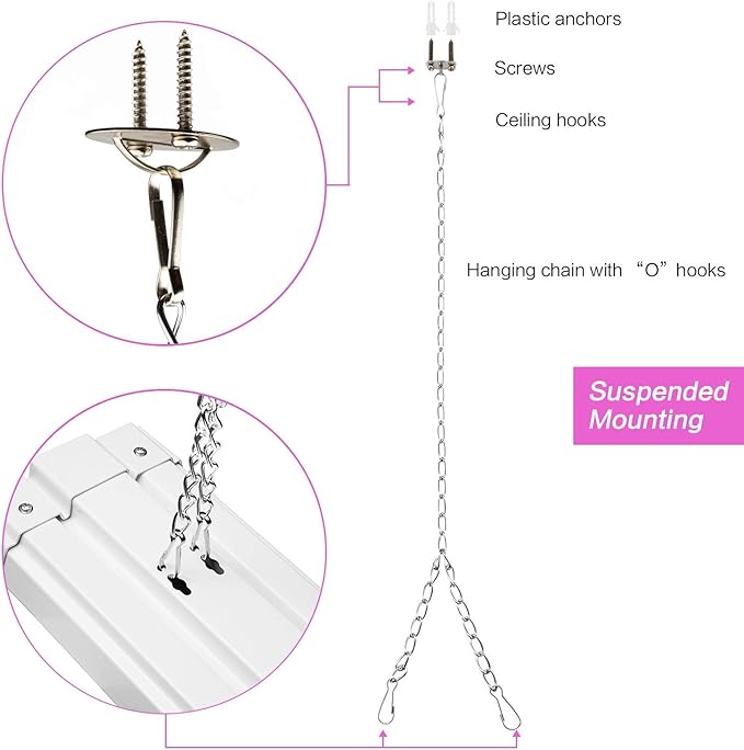 AntLux 4ft LED Grow Lights 50W Full Spectrum Integrated Growing Lamp Fixtures for Greenhouse Hydroponic Indoor Plant Seedling Veg and Flower Plug in ON/Off Pull Chain Included