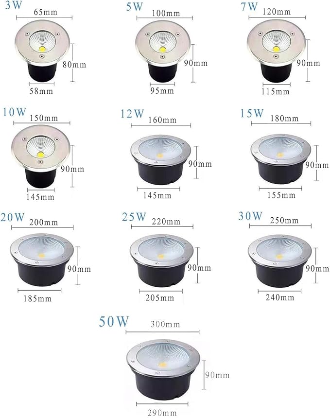 LED Underground Spotlight COB Ground Lights IP65 Waterproof for Outdoor Deck Step &amp Garden (Red 20W Blue 10W)