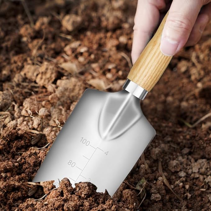 Home Garden Tool Set 5 Piece Gardening Tools Stainless Steel Gardening Kit with Wooden Handle Garden Shovel Cultivate Garden Rakes Garden Shovel For Excavation Growing Measurement Transplanting